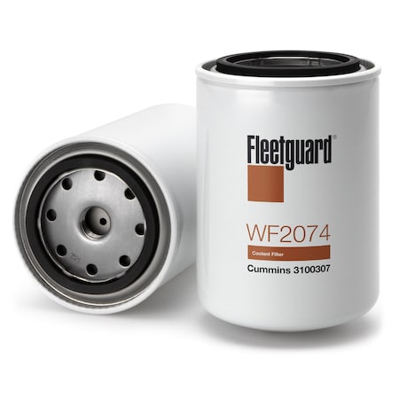 Fleetguard Water Filter, Spin-On, Cellulose Media, 60 Micron, 12 Units Coolant Additive, 3.69 Dome Outside Dia WF2074